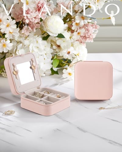 VLANDO Valentines Day Gifts - Small Travel Jewelry Box Organizer