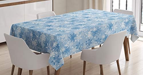Ambesonne Snowflake Tablecloth, Winter Holiday Illustration Christmas