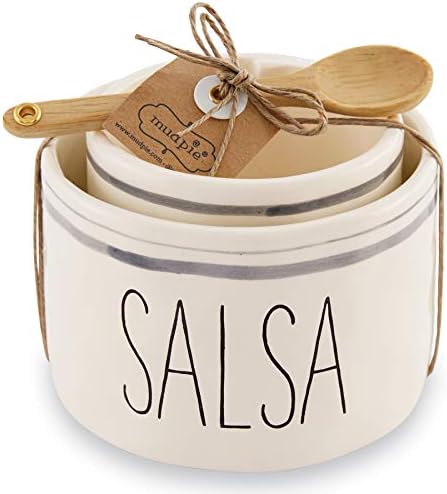 Mud Pie Salsa & Guac Bowl Set, white, "salsa 3"" x 4 1/2"" dia | guac