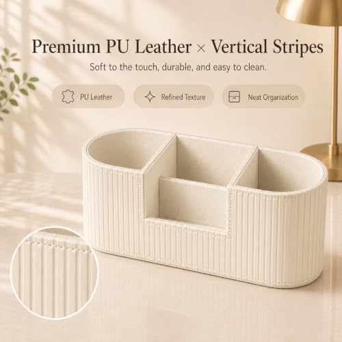 KINGFOM Faux Leather Desk Organizer, Office Desk Accessories Organizer
