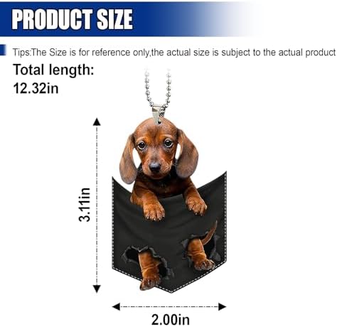 Dachshund Car Rearview Mirror Charm, Cute Pendant for Women