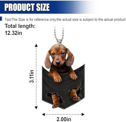 Dachshund Car Rearview Mirror Charm, Cute Pendant for Women