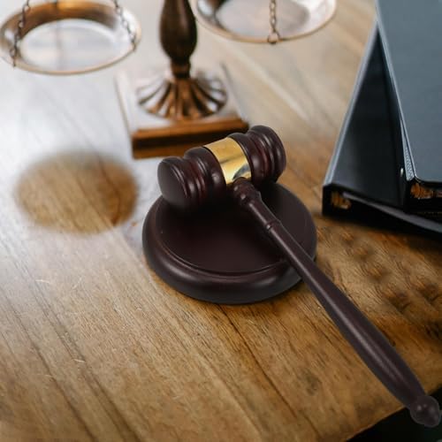 Lurrose Wood Judge Gavel and Sound Block Set, Solid Wood Auction