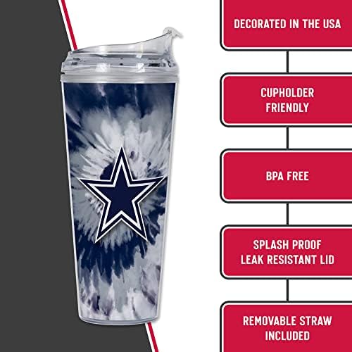 Rico Industries NFL Football Glitter 24oz Acrylic Glitter Tumbler with