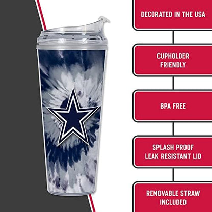 Rico Industries NFL Football Glitter 24oz Acrylic Glitter Tumbler with