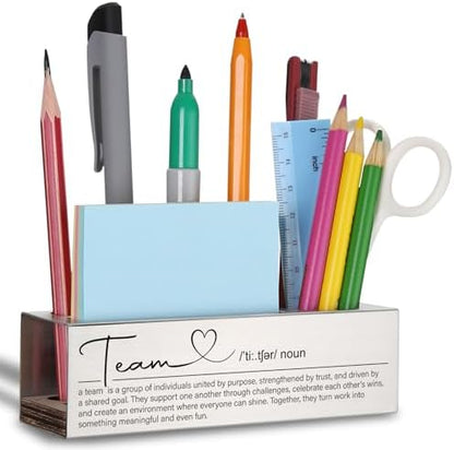 WINOESHE Stainless Steel Pencil Holder with Team & Heart Design