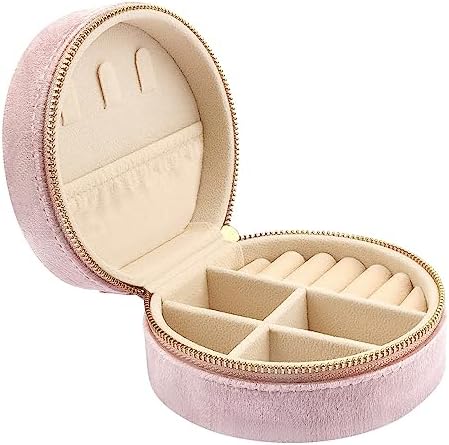 DesignSter Travel Jewelry Box - Velvet Mini Jewelry Organizer, Small