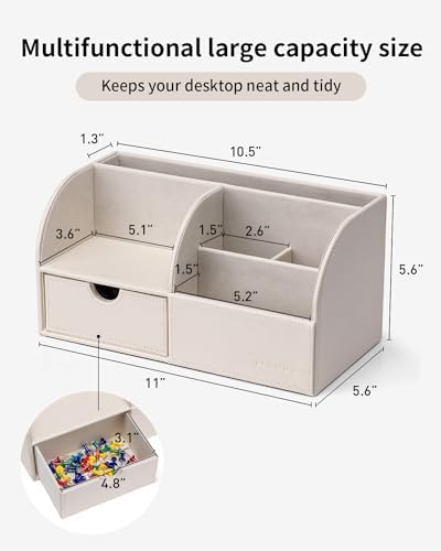 VLANDO Office Desk Organizer Leather Desktop Organizer Caddy with