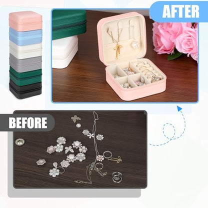Prasacco 12 Pcs Travel Jewelry Case Bridesmaid Gifts Box PU Leather