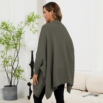 Wearable Blanket Sherpa Poncho Unique Office Work Warm Cozy Shawl TV