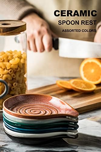 LAUCHUH Spoon Rest for Stove Top, Ceramic Spoon Holder for Kitchen