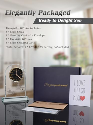 Gifts for Son from Mom Dad, Birthday Graduation Christmas Glass Clock