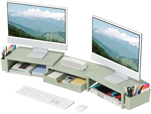 OPNICE Desk Organizers and Accessories, Dual Monitor Stand Riser with