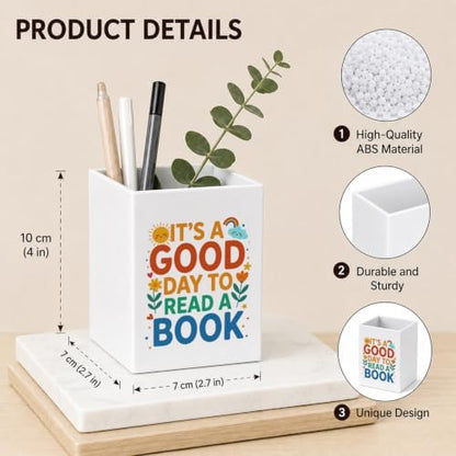 It's A Good Day to Read A Book, Funny White Cosmetic Pencil Pen Holder