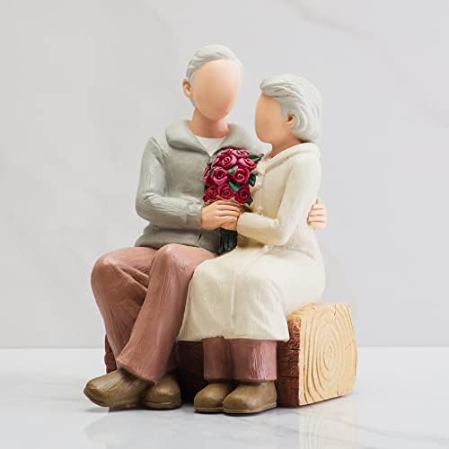 Rose Couple Home Decor Figurine, Romantic Loving Sculpted Hand Painted