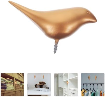 2pcs Golden Resin Bird Design Wall Hook for Towels Umbrellas and Coats