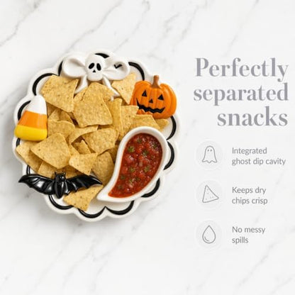Mud Pie Halloween Chip And Dip Serving Platter, Ghost Dip Bowl Candy