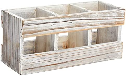 Juvale Farmhouse Decor 3-Compartment Pencil Holder & Desk Organizer
