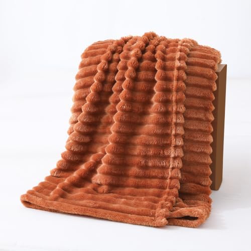 Rust Fleece Throw Blanket for Couch Sofa Bed 50”*60” Ultra Soft