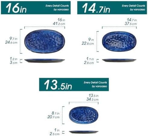 vancasso Ceramic Serving Platters Set of 3, Oval 16/14.7/13.5 Inch