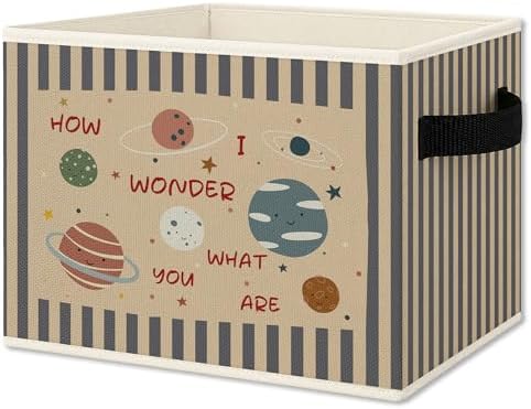 Space Nursery Foldable Storage Bins Box with Handles, Space Room