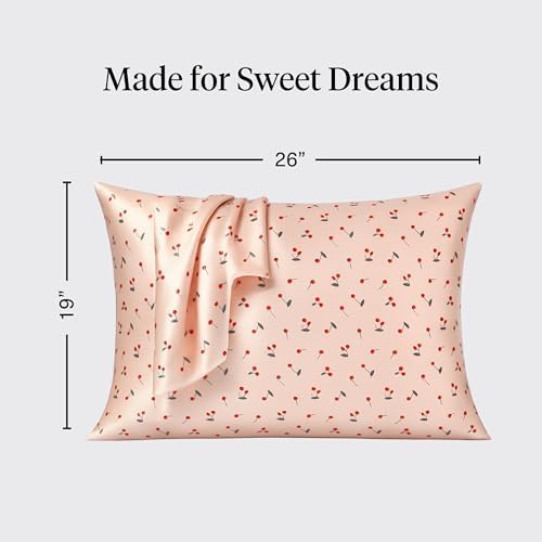 Kitsch Satin Pillowcase with Zipper - Standard Size, Cherry Print