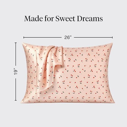 Kitsch Satin Pillowcase with Zipper - Standard Size, Cherry Print