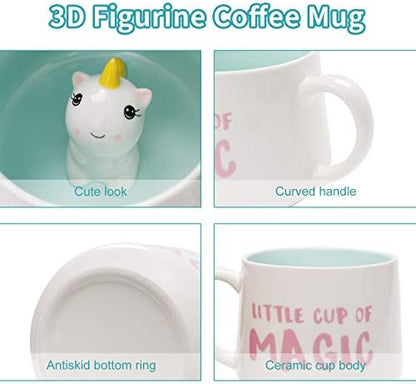 Unicorn Ceramic Cup Hidden 3D Animal Inside Mug(White Unicorn)