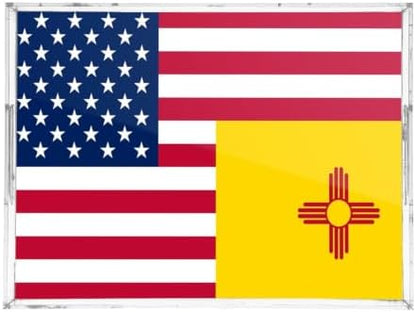 Flag of The Us New Mexico Acrylic Desk Organizer Tray with Handles