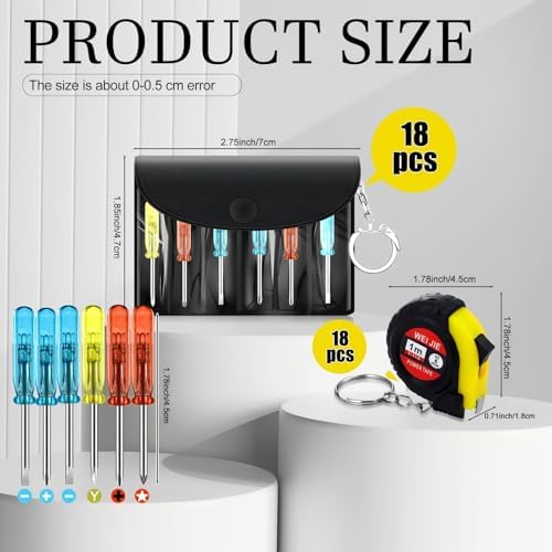 Jutom 36 Pcs Christmas Mini Screwdriver Tape Measure Keychains Set Men