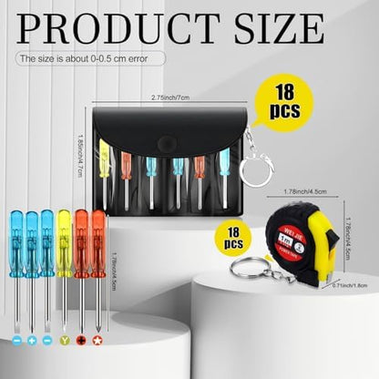 Jutom 36 Pcs Christmas Mini Screwdriver Tape Measure Keychains Set Men