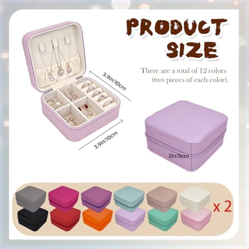 24 Pcs Travel Jewelry Box,Portable Leather Jewelry Case Organizer,12