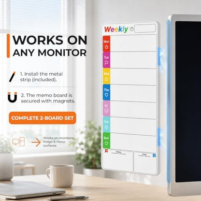 Office Supplies Desk Accessories 2pcs Computer Monitor Magnetic Memo