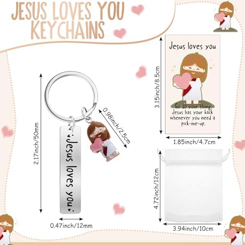 60 Sets Christmas Jesus Loves You Keychain