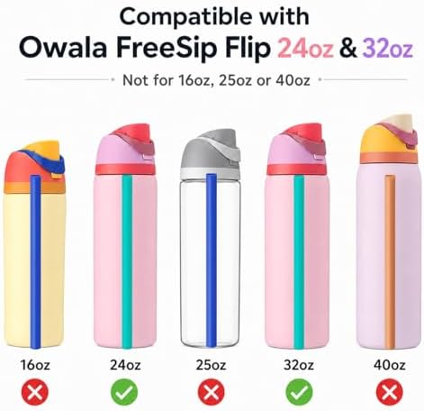 Joshey Replacement Straws for Owala FreeSip 24oz & 32oz, 6 Pack