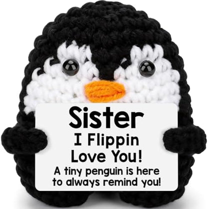 Sisters Gifts from Sister Brother Funny Handmade Crochet Penguin with