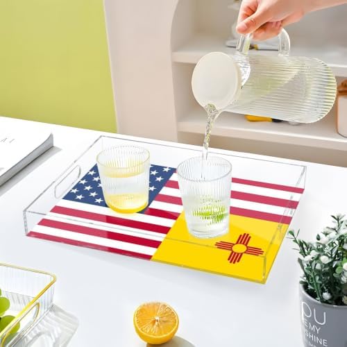 Flag of The Us New Mexico Acrylic Desk Organizer Tray with Handles