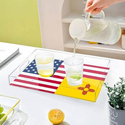 Flag of The Us New Mexico Acrylic Desk Organizer Tray with Handles