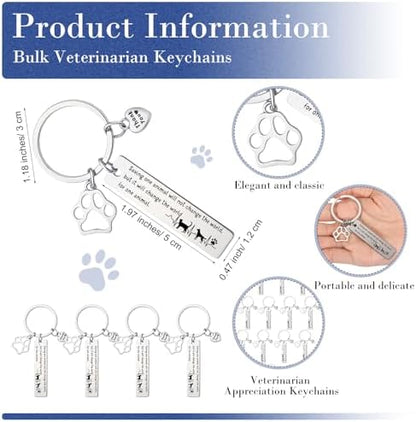 XunYee 12 Sets Vet Tech Week Gifts Bulk Veterinary Thank You Keychains
