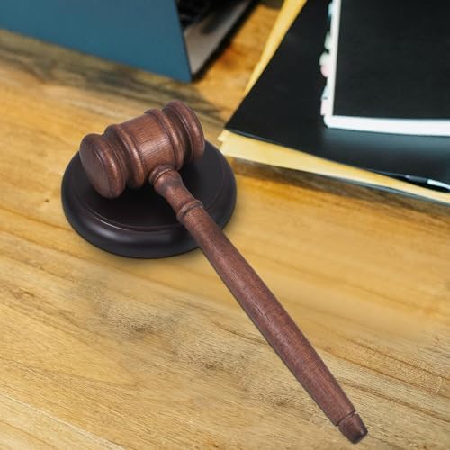 Vintage Wooden Judge Gavel with Base, Handcrafted Auction Hammer Kit