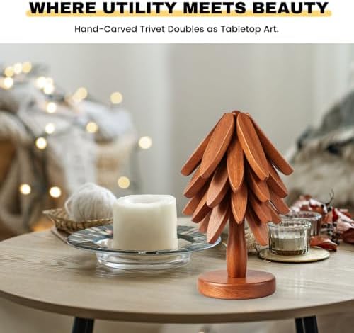 Wood Foldable Tree Trivets for Hot Dishes/Pot/Bowl/Teapot/Hot Pot