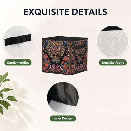 Fabric Storage Bins Closet Storage Bins - Tree of Life Vibrant Folk