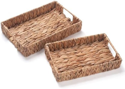 Water Hyacinth Rectangular Serving Tray for Coffee Table Natural