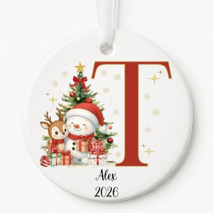 Lydia Gifts 2026 Personalized Letter T Monogram Christmas Ornament