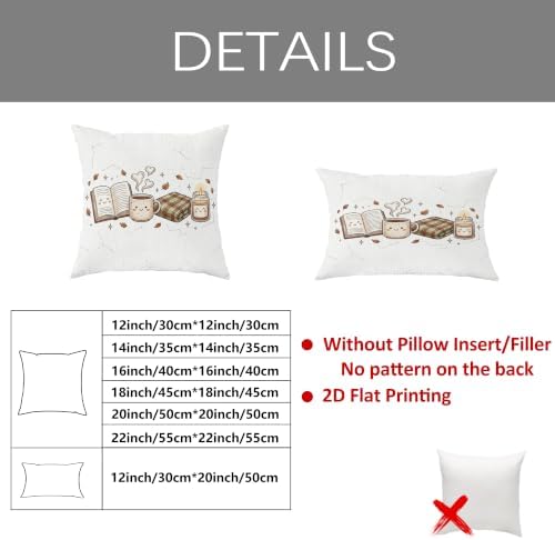Cozy Autumn Reading Theme Book Throw Pillow Covers 12x20 Set of 2