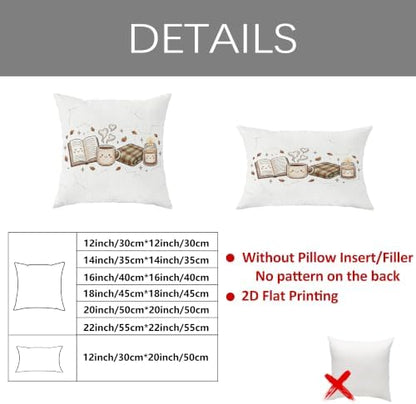 Cozy Autumn Reading Theme Book Throw Pillow Covers 12x20 Set of 2