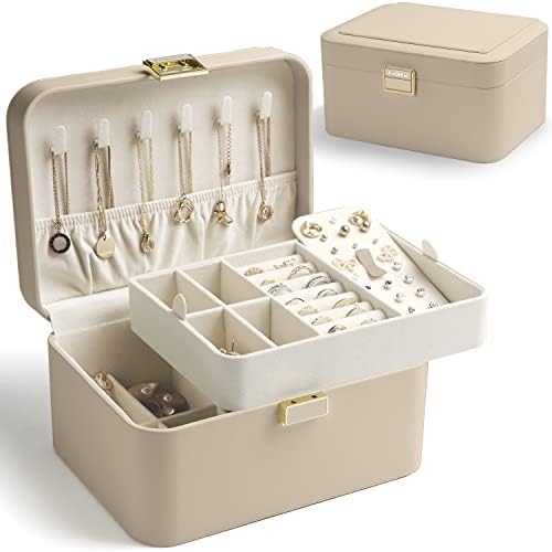 KAMIER Jewelry Organizer,2 Layer Jewelry Organizer Box for Earrings