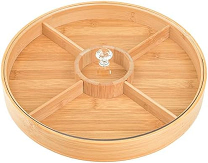 Hedume Bamboo Nuts Storage Platter Tray, Food Serving Tray with 5