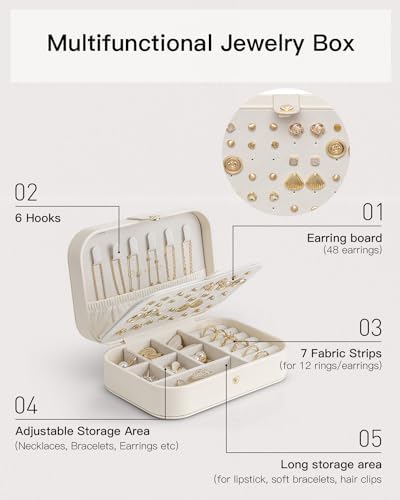 VLANDO Travel Jewelry Case, Portable Jewelry Earring Box Organizer