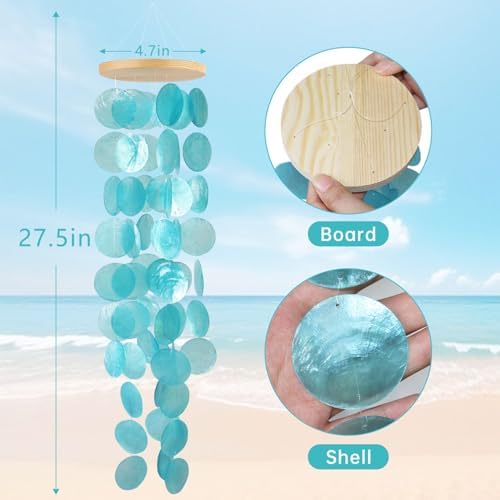 Capiz Shell Wind Chimes, Coastal Style Indoor Outdoor Garden Decor